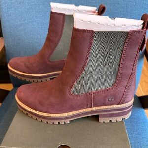 Timberland Women Courmayeur Valley Burgundy Nubuck Burgundy Chelsea Boots sz 10